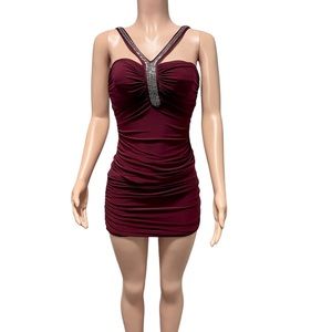 Trixxi Cocktail Dress Maroon Burgundy Size M